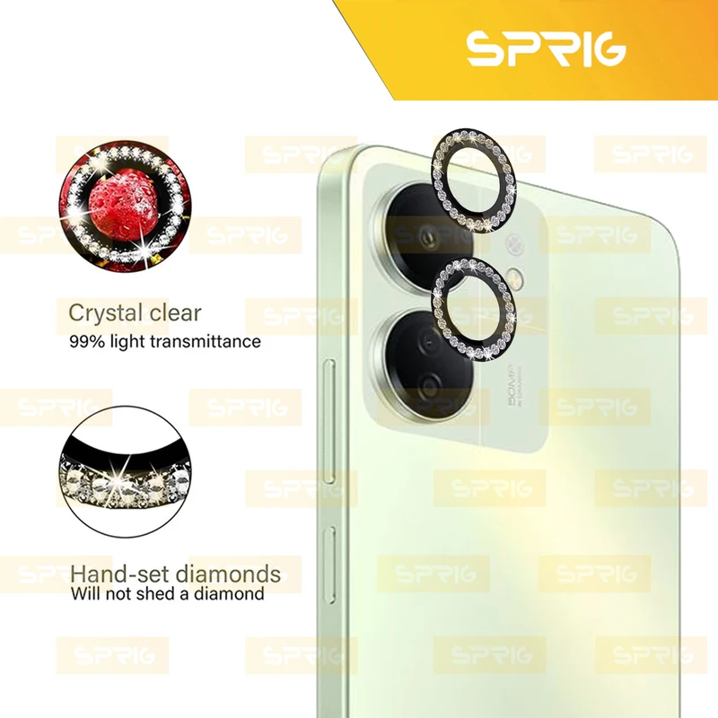 محافظ لنز دوربین رینگی اسپریگ مدل Ring Metal Diamond مناسب برای گوشی موبایل شیائومی Redmi 13C