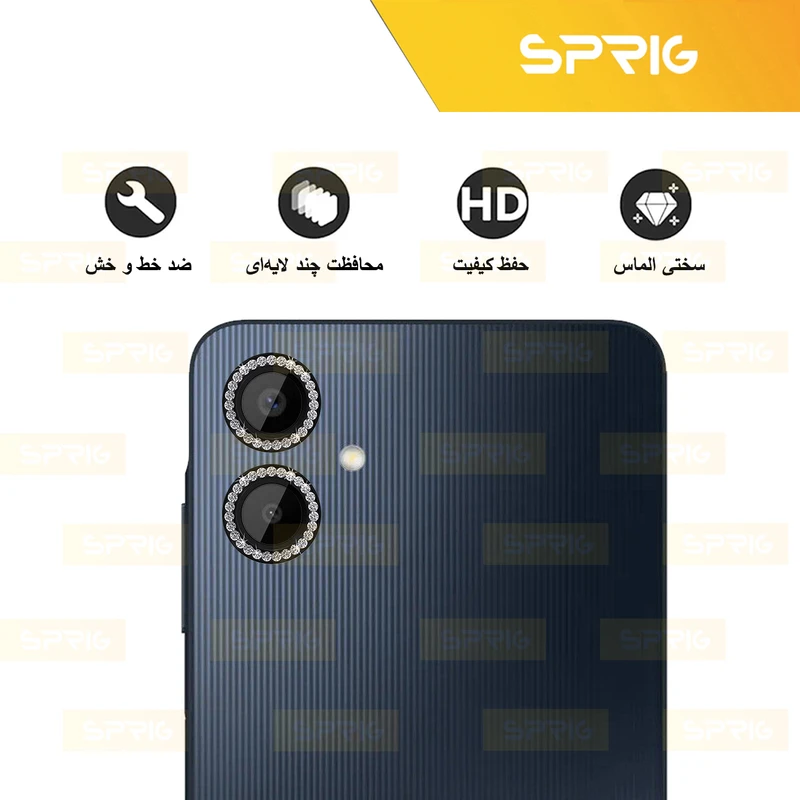 محافظ لنز دوربین اسپریگ مدل Ring Metal Diamond مناسب برای گوشی موبایل سامسونگ Galaxy A06
