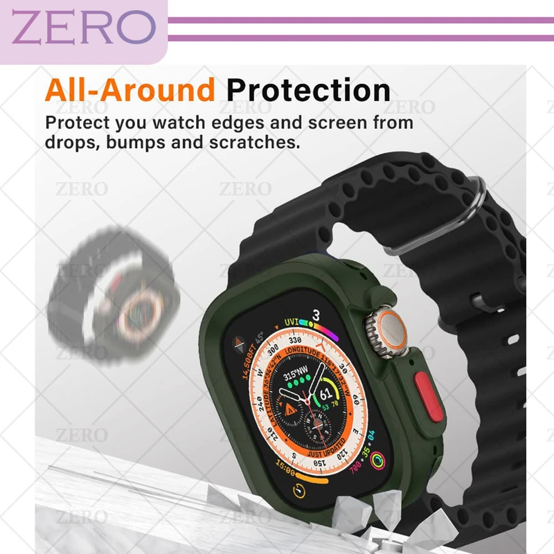 کاور زیرو مدل SIC Armor ZR مناسب برای اپل واچ Series SE 2022 Aluminum Case 44mm / SE 2021 Aluminum Case 44mm / Series 5 44mm / Series 6 44mm / SE 44mm به همراه محافظ صفحه نمایش