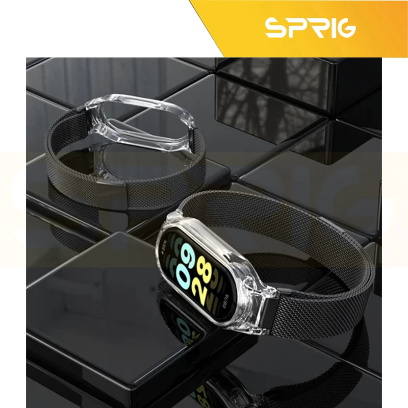 بند اسپریگ مدل Milanese Clear Cover مناسب برای ساعت هوشمند شیائومی Mi band 8/9