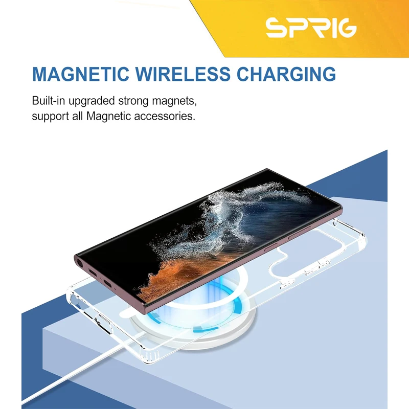 کاور اسپریگ مدل Magsafe Full Ring مناسب برای گوشی موبایل سامسونگ Galaxy S25 Ultra به همراه محافظ صفحه نمایش گوشی و محافظ لنز دوربین