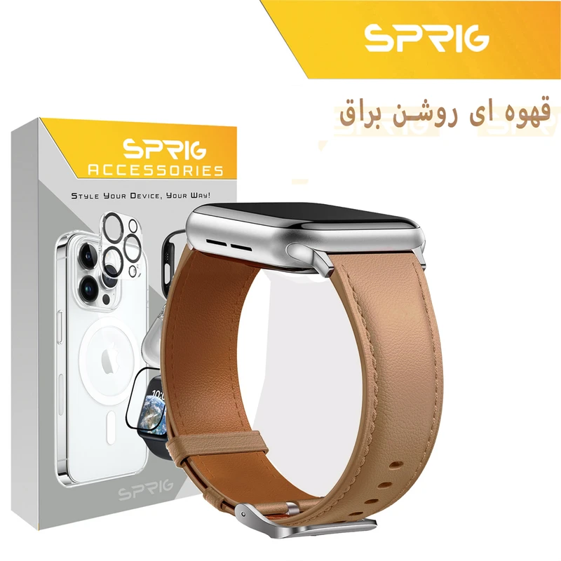 بند اسپریگ مدل Leather GIN مناسب برای اپل واچ 42 / 44 / 45 / 49 میلی متری