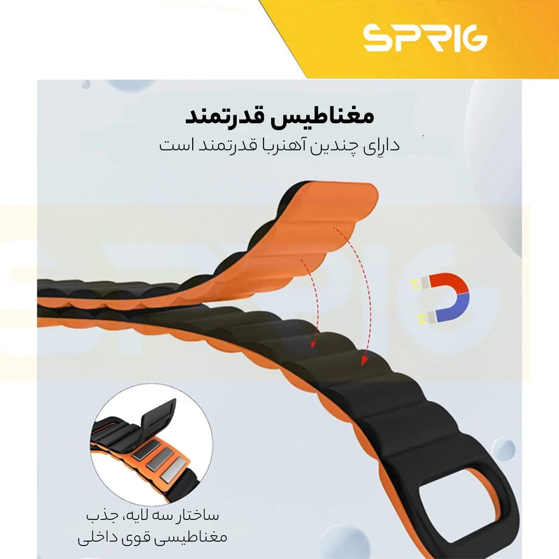 بند اسپریگ مدل Silicone Magnetic Link مناسب برای ساعت هوشمند شیائومی Mi band 7