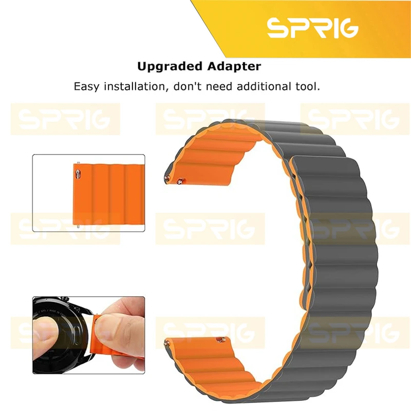 بند اسپریگ مدل Silicone Magnetic Link GRY TW مناسب برای ساعت هوشمند گلوریمی M1 Pro / GS1 Pro / Calling Watch M2