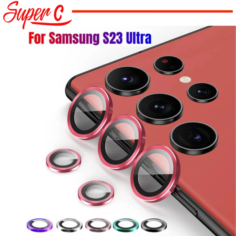 محافظ لنز دوربین سوپرسی مدل Ring Metal مناسب برای گوشی موبایل سامسونگ Galaxy S23 Ultra