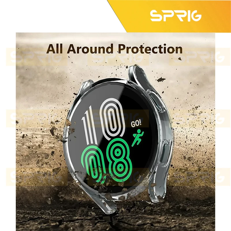 بند اسپریگ مدل Clear Silicone PC مناسب برای ساعت هوشمند سامسونگ Galaxy Watch 6 classic 47mm به همراه کاور