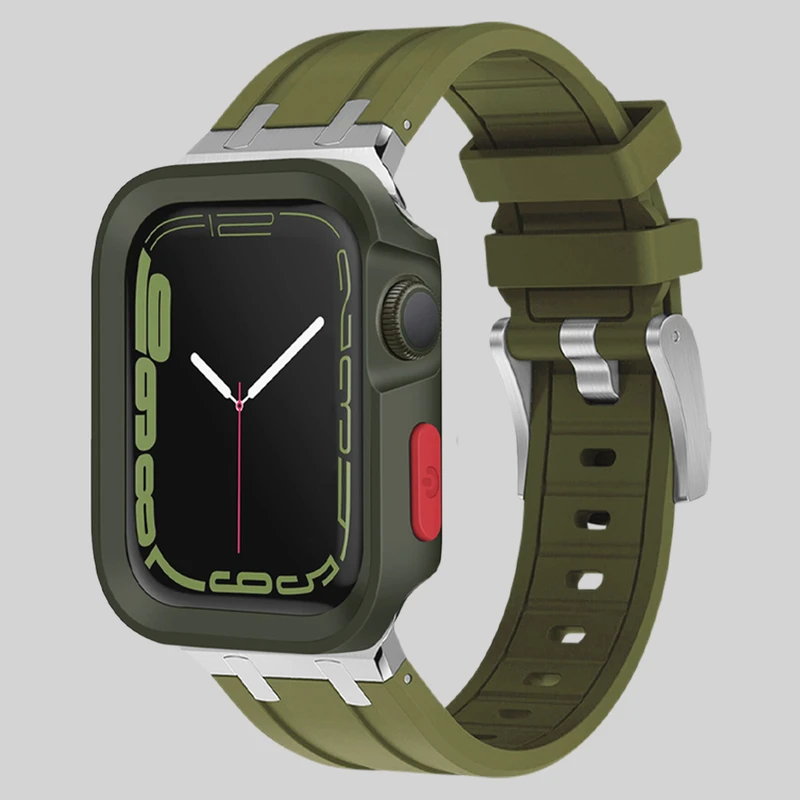 بند اسپریگ مدل Silicone AP Amizze مناسب برای اپل واچ SE 2023 Aluminum Case 44mm به همراه کاور
