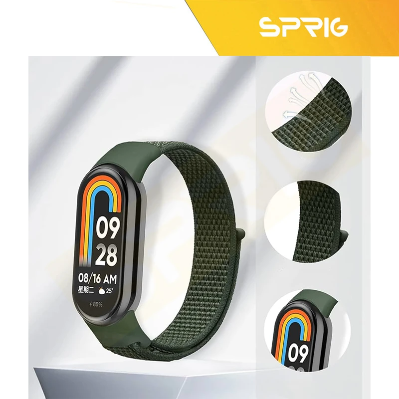 بند اسپریگ مدل Eco-SIC-Nylon-Ocean مناسب برای ساعت هوشمند شیائومی Mi Band 8/9 مجموعه 3 عددی
