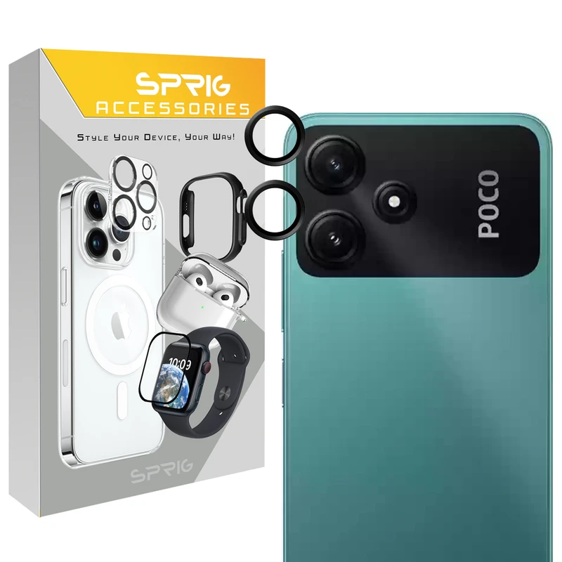 محافظ لنز دوربین اسپریگ مدل Ring Metal مناسب برای گوشی موبایل شیائومی Poco M6 Pro 5G