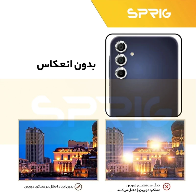 محافظ لنز دوربین اسپریگ مدل Ring Metal Diamond مناسب برای گوشی موبایل سامسونگ Galaxy M54