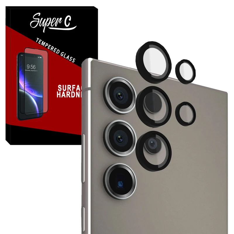 محافظ لنز دوربین سوپرسی مدل Ring Metal SC مناسب برای گوشی موبایل سامسونگ Galaxy S25 Ultra