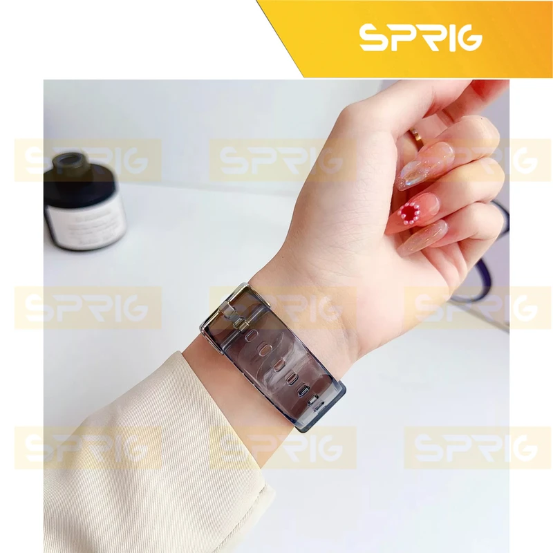 بند اسپریگ مدل Clear Silicone مناسب برای اپل واچ سری 7/8/9 سایز 45 میلی متری
