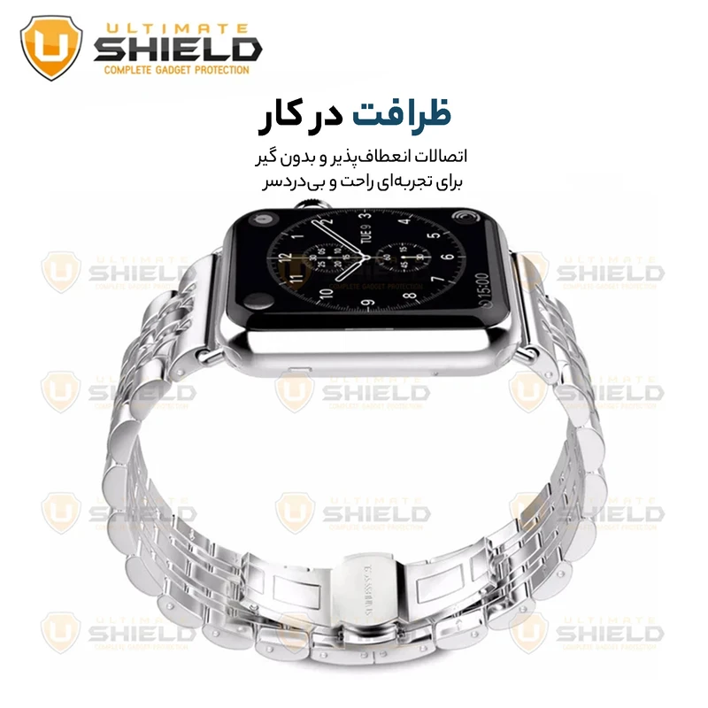 بند آلتیمیت شیلد مدل 7Lux_Cover مناسب برای اپل واچ سری Se/1/2/3/4/5/6/7/8/9 سایز 38/40/41 میلی متری به همراه کاور