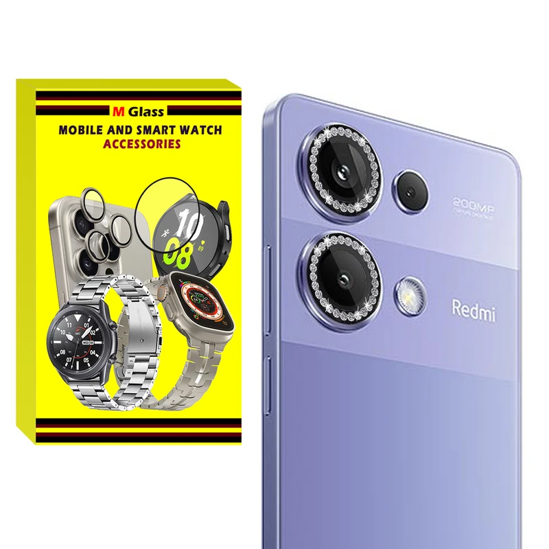 محافظ لنز دوربین رینگی ام‌گلس مدل Diamond Protector مناسب برای گوشی موبایل شیائومی Redmi Note 13 Pro 4G