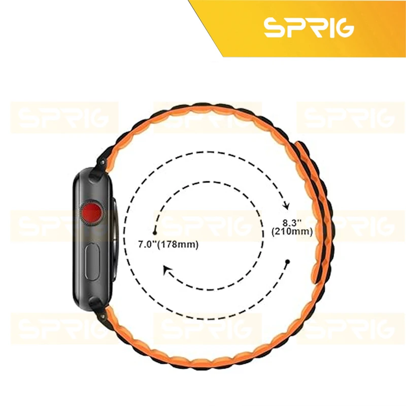 بند اسپریگ مدل Silicone Magnetic Link BK مناسب برای اپل واچ سری 7/8/9 سایز 45 میلی متری