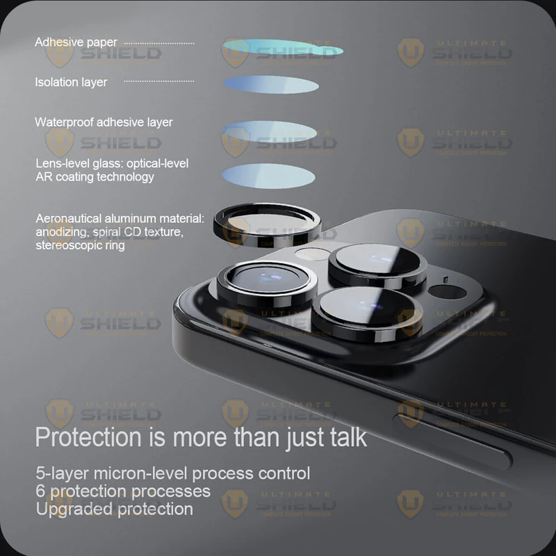 محافظ لنز دوربین آلتیمیت شیلد مدل Ring Metal UL مناسب برای گوشی موبایل اپل iPhone 16 Pro / 16 Pro Max