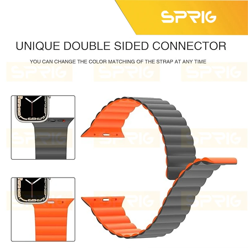 بند اسپریگ مدل Silicone Magnetic Link GRY مناسب برای اپل واچ Series 7 Aluminum 45mm / Series 8 Aluminum 45mm / Series 9 Aluminum 45mm