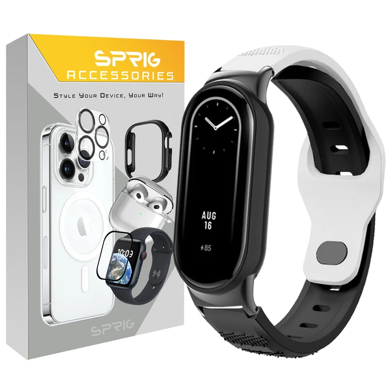 بند اسپریگ مدل Spig Sport BW مناسب برای ساعت هوشمند شیائومی Mi band 8/9
