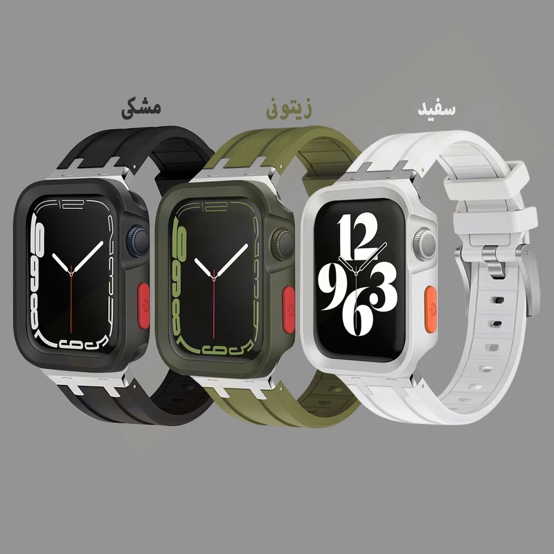 بند اسپریگ مدل Silicone AP Amizze مناسب برای اپل واچ SE 2023 Aluminum Case 44mm به همراه کاور