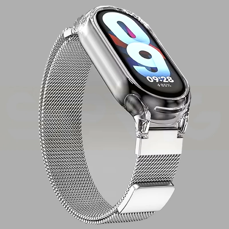 بند اسپریگ مدل Milanese Clear Cover مناسب برای ساعت هوشمند شیائومی Mi band 8/9