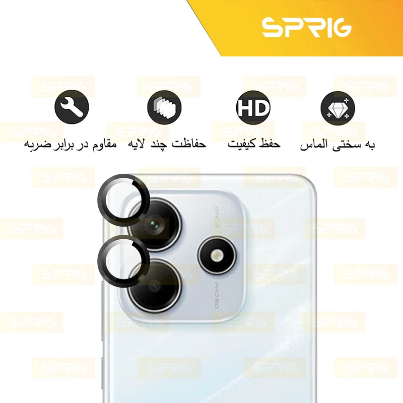 محافظ لنز دوربین اسپریگ مدل Ring Metal مناسب برای گوشی موبایل شیائومی Redmi Note 14