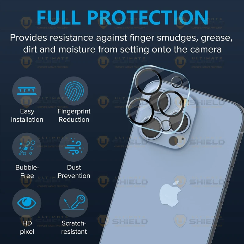محافظ لنز دوربین شیشه‌ای آلتیمیت شیلد مدل Glass 3D UL مناسب برای گوشی موبایل اپل Iphone 13 Pro / 13 Pro Max