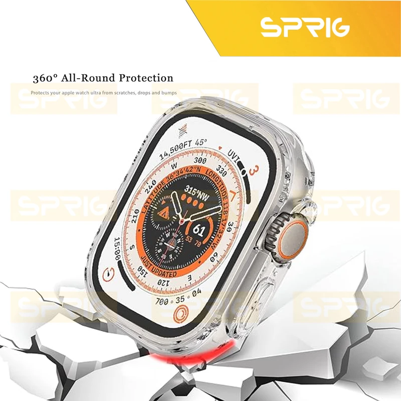 بند اسپریگ مدل Clear Silicone Protection مناسب برای اپل واچ Ultra / Ultra 2 49mm به همراه کاور
