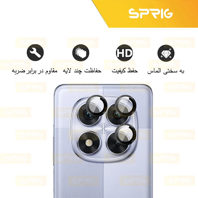 محافظ لنز دوربین اسپریگ مدل Ring Metal مناسب برای گوشی موبایل شیائومی Redmi Note 14 Pro