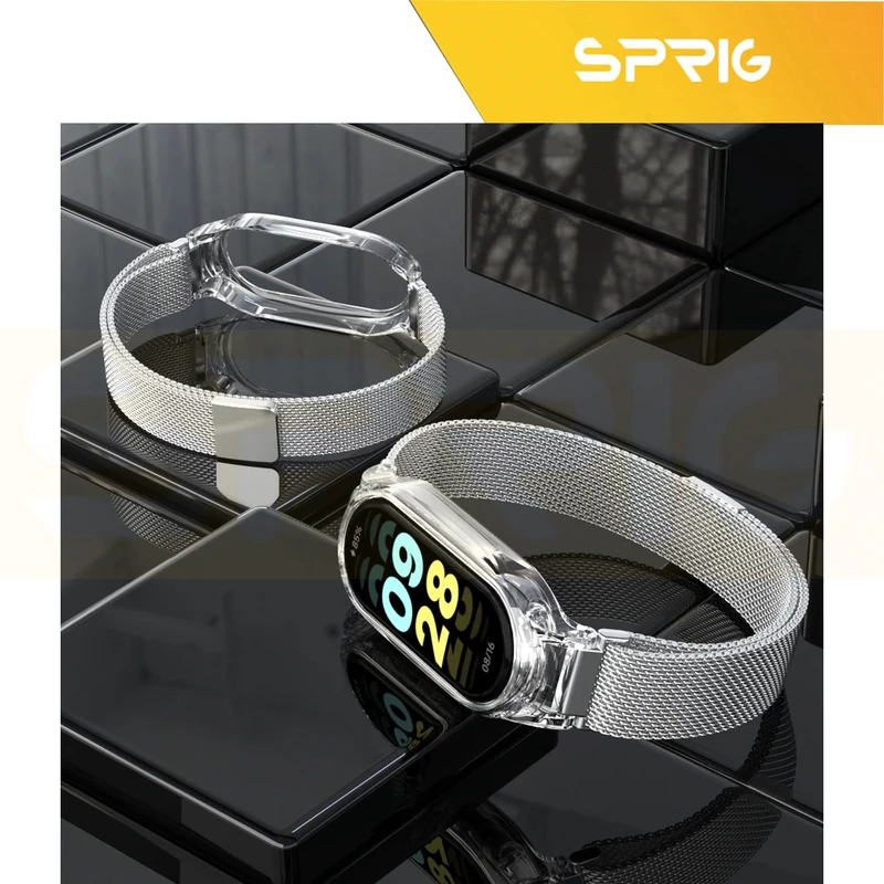 بند اسپریگ مدل Milanese Clear Cover مناسب برای ساعت هوشمند شیائومی Mi band 8/9