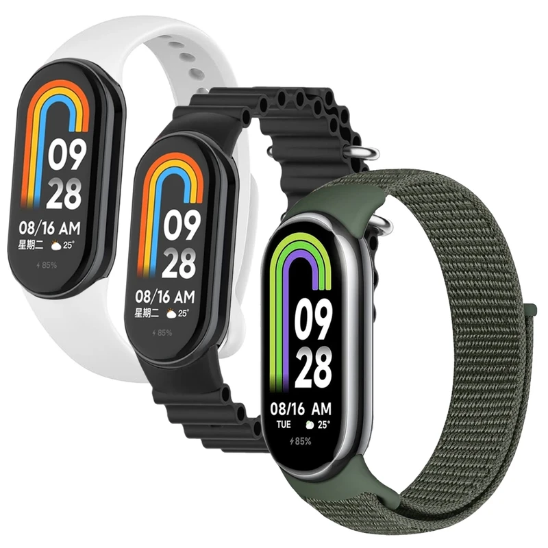 بند اسپریگ مدل Eco-SIC-Nylon-Ocean مناسب برای ساعت هوشمند شیائومی Mi Band 8/9 مجموعه 3 عددی