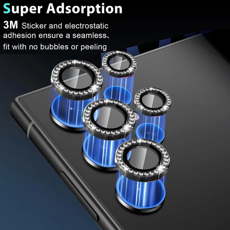 محافظ لنز دوربین سوپرسی مدل Ring Diamond SC مناسب برای گوشی موبایل سامسونگ Galaxy S25 Ultra