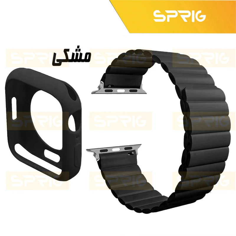 بند اسپریگ مدل Silicone Magnetic Link Protection مناسب برای اپل واچ سری 7/8/9 سایز 45 میلی متری به همراه کاور