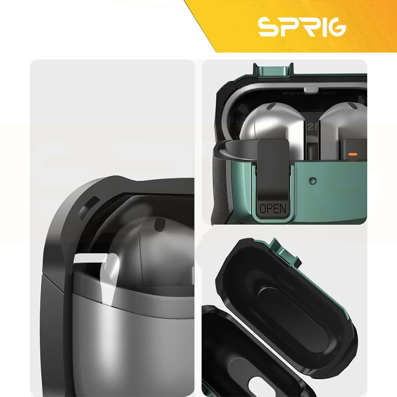 کاور اسپریگ مدل Eggshell-SP-Lockable مناسب برای کیس سامسونگ Galaxy Buds 3 / 3 Pro