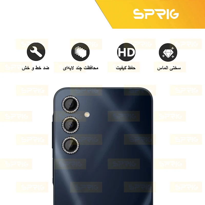 محافظ لنز دوربین اسپریگ مدل Ring Metal Diamond مناسب برای گوشی موبایل سامسونگ Galaxy A16