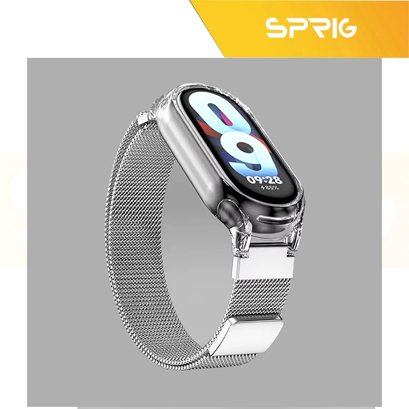بند اسپریگ مدل Milanese Clear Cover مناسب برای ساعت هوشمند شیائومی Mi band 8/9
