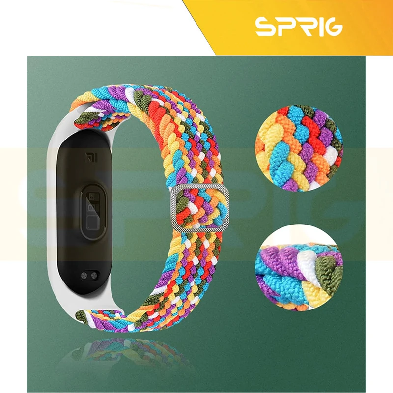 بند اسپریگ مدل Rainbow Braided مناسب برای ساعت هوشمند شیائومی Mi band 3/4/5/6/7