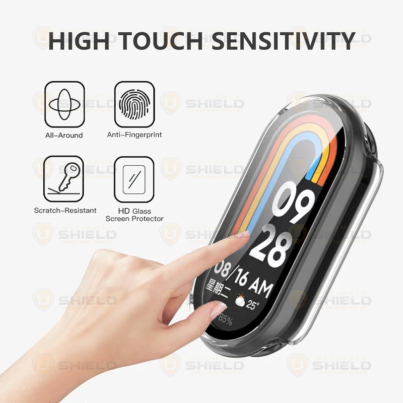 بند آلتیمیت شیلد مدل Clear Mix مناسب برای ساعت هوشمند شیائومی Mi Band 8 به همراه کاور