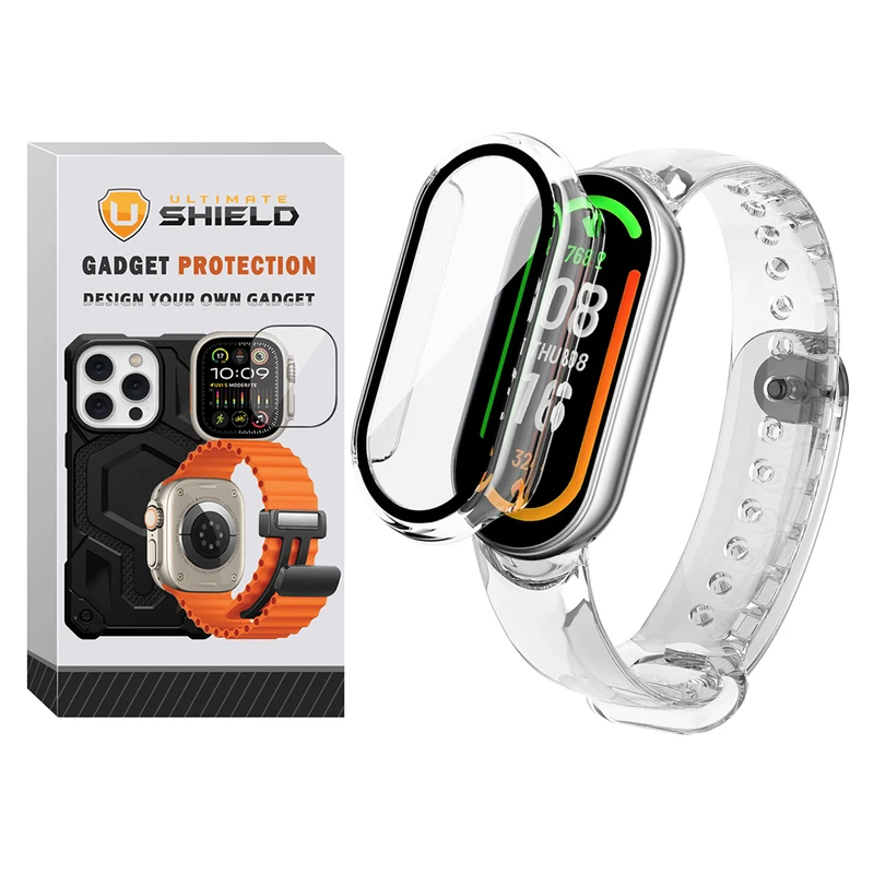 بند آلتیمیت شیلد مدل Clear Mix مناسب برای ساعت هوشمند شیائومی Mi Band 8 به همراه کاور