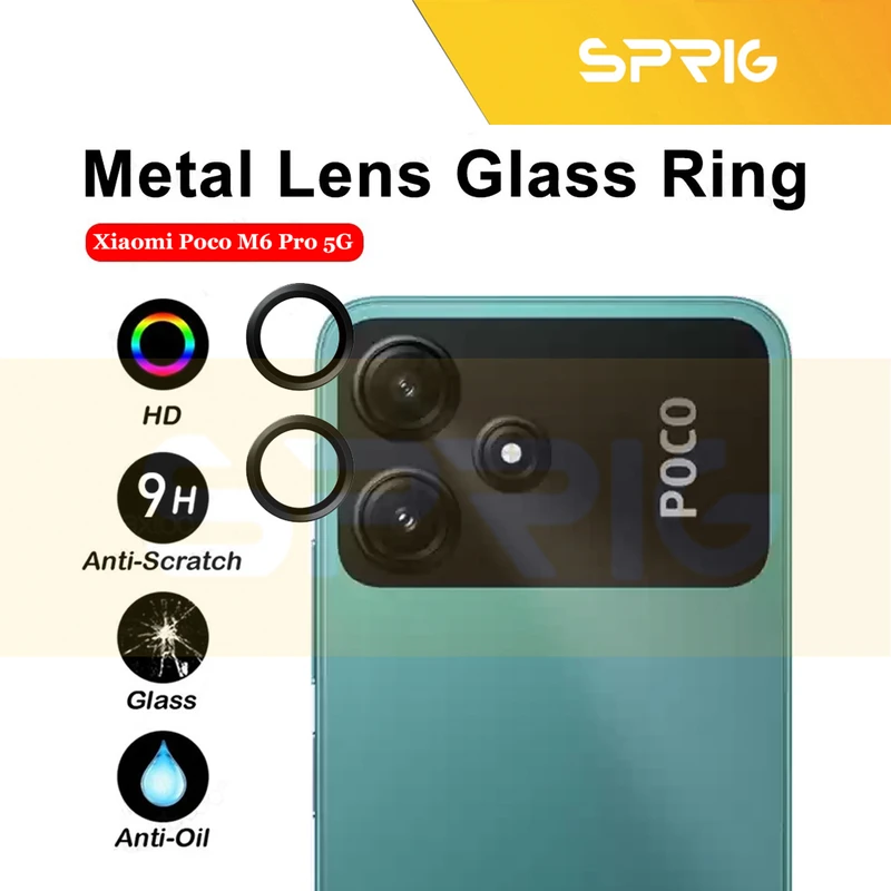 محافظ لنز دوربین اسپریگ مدل Ring Metal مناسب برای گوشی موبایل شیائومی Poco M6 Pro 5G