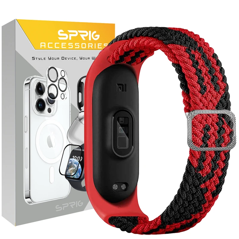 بند اسپریگ مدل Braided Dual Color مناسب برای ساعت هوشمند شیائومی Mi band 5/6/7