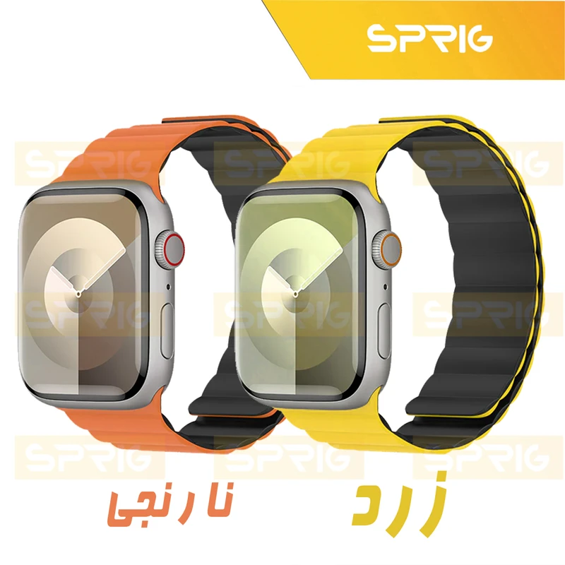 بند اسپریگ مدل Silicone Magnetic Link مناسب برای اپل واچ سری Se/1/2/3/4/5/6/7/8/9/Ultra/Ultra2 سایز 42/44/45 میلی متری