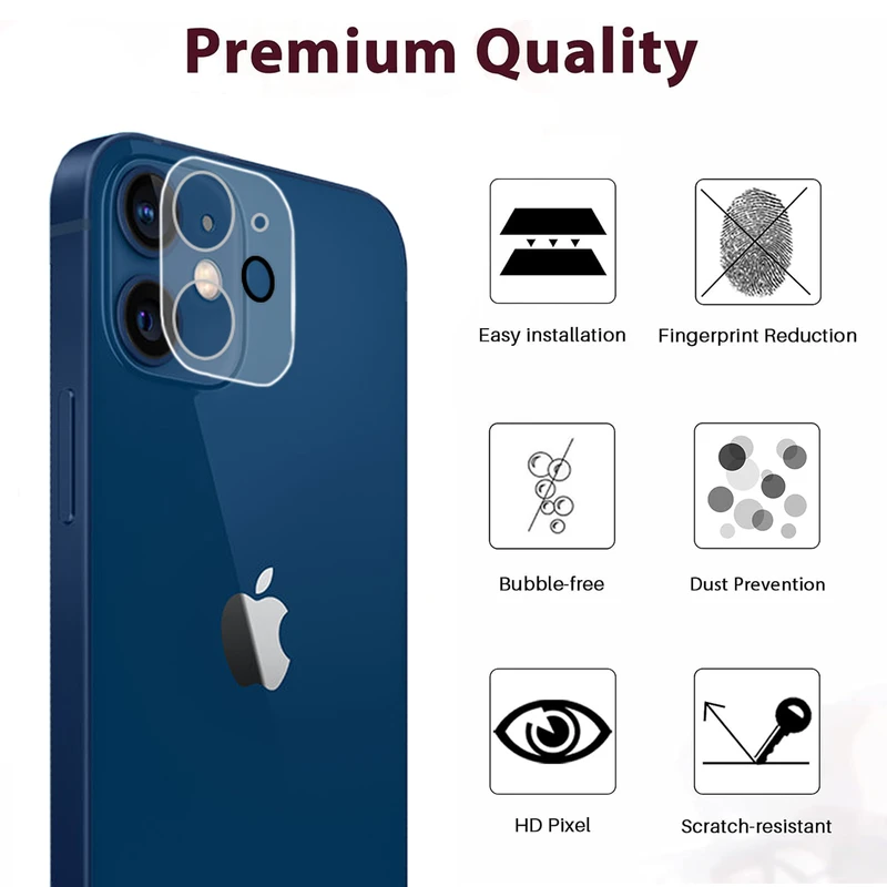 محافظ لنز دوربین زیرو مدل Glass 3D ZR مناسب برای گوشی موبایل اپل Iphone 12