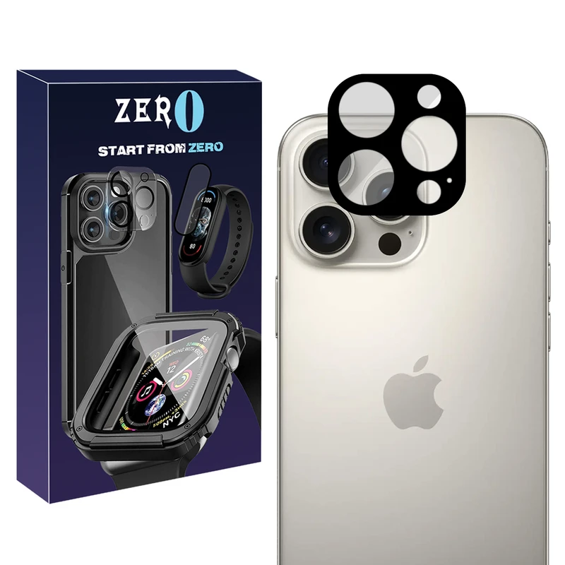 محافظ لنز دوربین زیرو مدل Noir Glass ZR مناسب برای گوشی موبایل اپل iPhone 16 Pro / 16 Pro Max