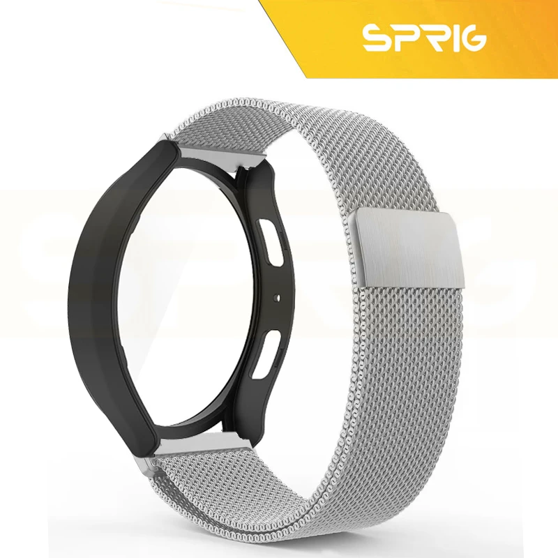 بند اسپریگ مدل Milanese SP Guard مناسب برای ساعت هوشمند سامسونگ Galaxy Watch 4 Classic 46mm به همراه کاور