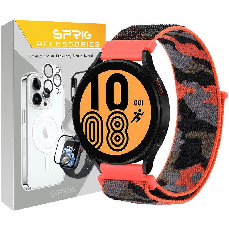 بند اسپریگ مدل Army nylon مناسب برای ساعت هوشمند سامسونگ Galaxy Watch 6 Classic 47mm