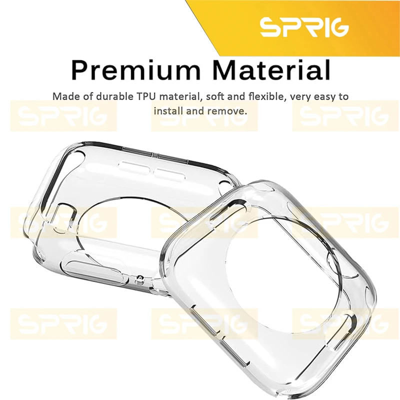 بند اسپریگ مدل Clear Silicone Protection مناسب برای اپل واچ سری SE2021/7/8/9 سایز 45 میلی متری به همراه کاور
