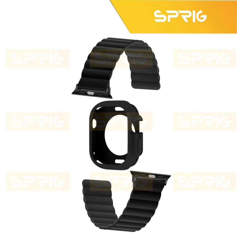 بند اسپریگ مدل Silicone Magnetic Link Protection مناسب برای اپل واچ Ultra / Ultra 2 49mm به همراه کاور
