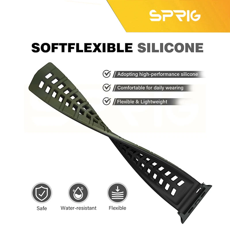 بند اسپریگ مدل Rebit Silicone مناسب برای ساعت هوشمند اپل سری 1/2/3/4/5/6/7/8/9/SE/Ultra/Ultra2 سایز 42/44/45/49 میلی متری
