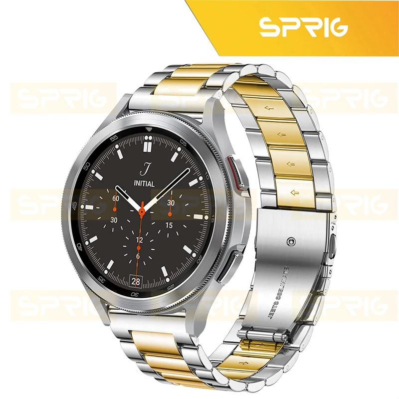 بند اسپریگ مدل 3Bead SLV-GLD مناسب برای ساعت هوشمند سامسونگ Galaxy Watch 6 classic 47mm به همراه کاور