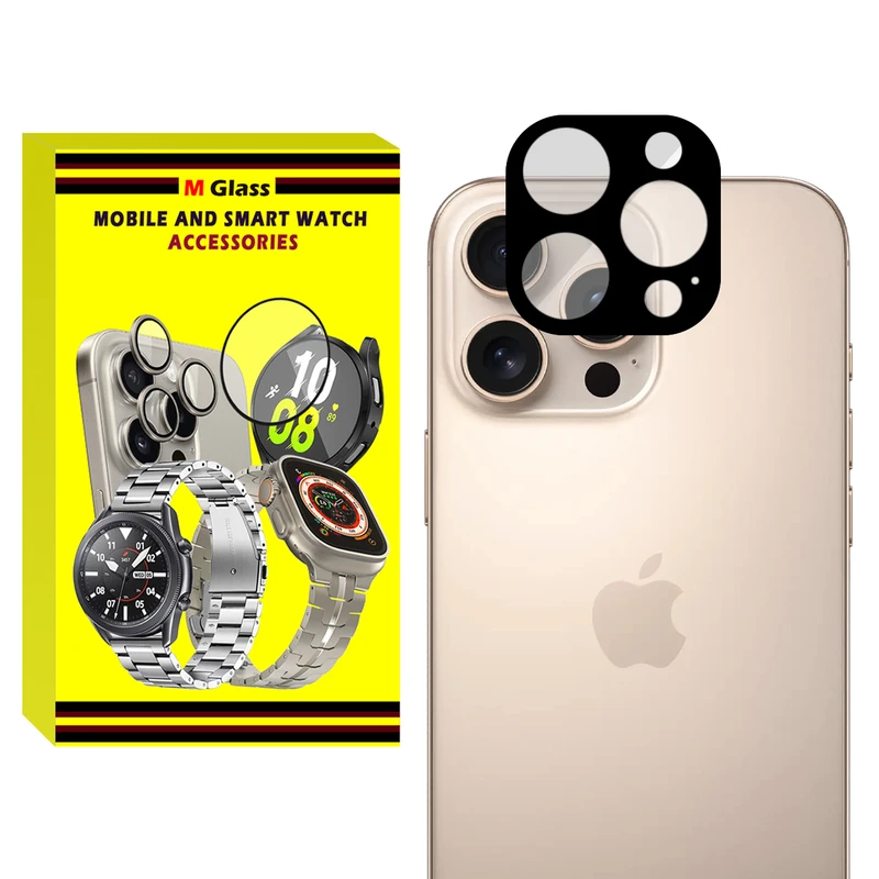محافظ لنز دوربین ام‌گلس مدل Noir MG مناسب برای گوشی موبایل اپل iPhone 16 Pro / 16 Pro Max